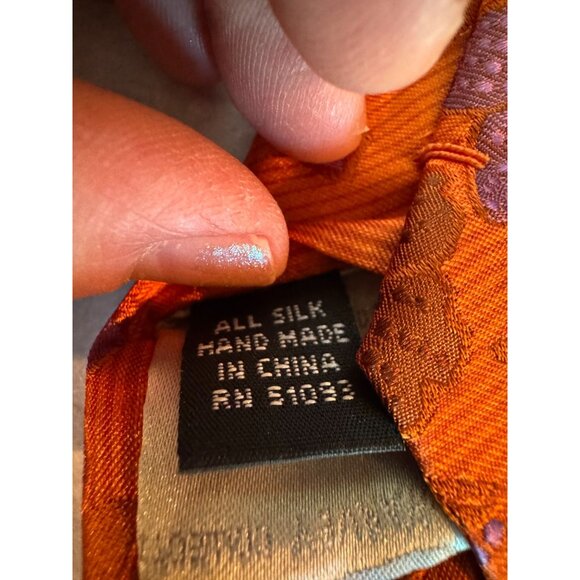Steve Harvey Silk Brocade Necktie – Bold Orange & Purple Pattern - Picture 4 of 6